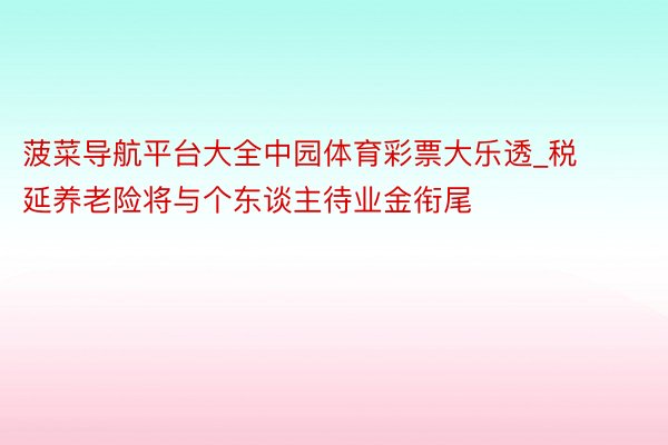 菠菜导航平台大全中园体育彩票大乐透_税延养老险将与个东谈主待业金衔尾